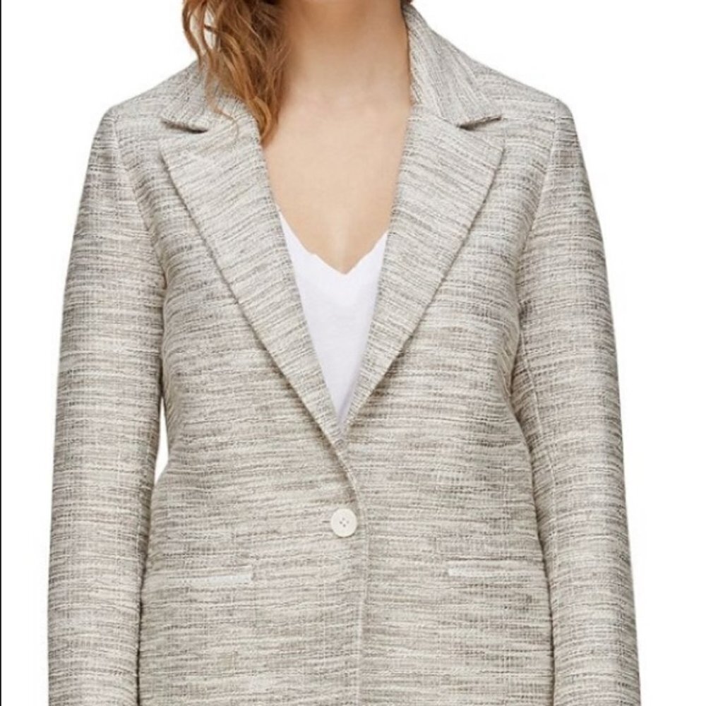 SOIA & KYO Sz XL Ellen B Tweed Coat in Silver Ash New with Partial Tag